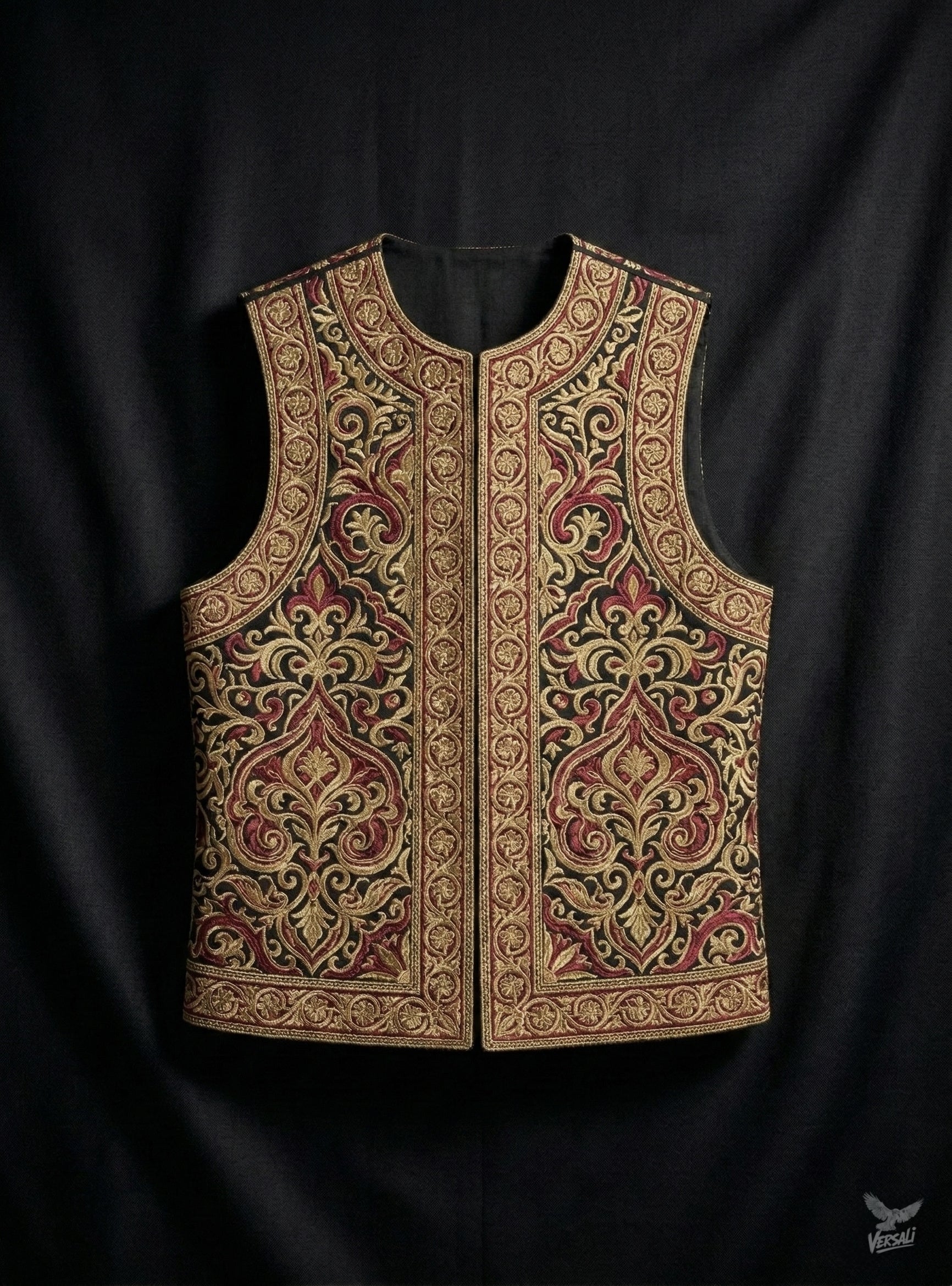 The Sultan Embroidered Vest - Ottoman-inspired jacquard